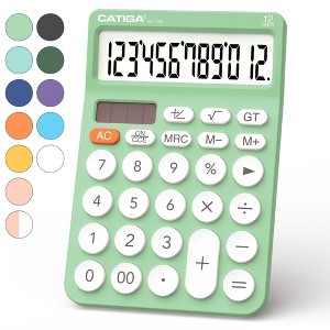 CATIGA 12-Digit Desktop Calculator, Large LCD, Big Buttons, Solar & Battery Dual Power, Standard Functions for Office, Home, School - SD-1292 - 1 of 4