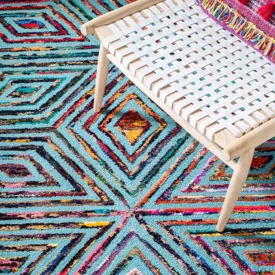 Hand-Tufted Artisan Blue Wool 6' x 9' Rectangular Area Rug