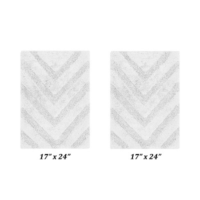 Hugo 2-Piece Bath Rug Set 100% Premium Cotton Tufted Chevron Pattern Bathmats for Bathroom, Super Soft Absorbent Machine Washable