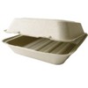 Green Paper Products 8" x 8" x 3" Compostable Clamshell Natural Plant Fiber - Case of 200 - 2 of 3