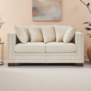 60.5" Velvet Loveseat Sofa with Storage & Square Arms - 1 of 4