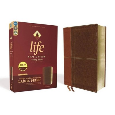 Niv, Life Application Study Bible, Third Edition, Large Print, Leathersoft, Brown, Red Letter Edition - by  Zondervan (Leather Bound)