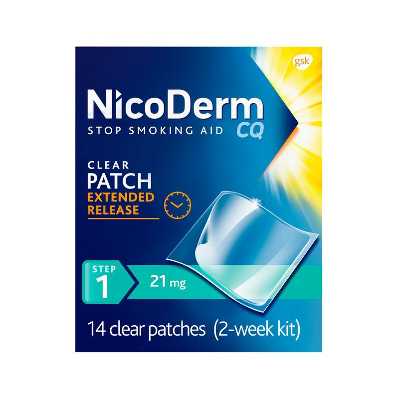 NicoDerm CQ Stop Smoking Aid Clear Patches Step 1 - 14ct, 1 of 12