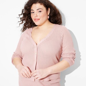 Women's Open Work Pointelle Cardigan - Wild Fable™ - 1 of 3