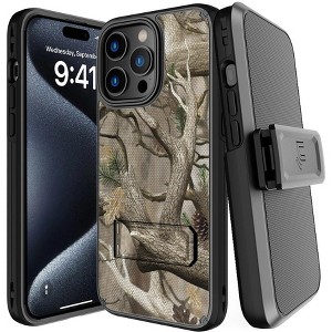 Nakedcellphone Combo for iPhone 15 Pro Max - Rugged Phone Cover with Stand and Belt Clip Holster - 1 of 4