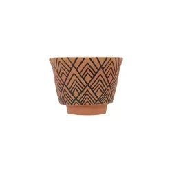 Natural Terracotta with Black Hand Painted Pattern Planter - Foreside Home & Garden