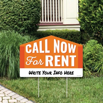 Big Dot of Happiness Now For Rent - Real Estate Yard Sign Lawn Decorations - Call Now Party Yardy Sign