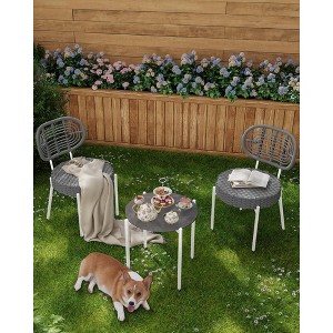 Wicker Patio Bistro Set - 2 PE Rattan Chairs & Tempered Glass Table - 1 of 4