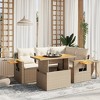 vidaXL Garden Sofa Set Beige PE Rattan Medium Adjustable Armrests - 2 of 4
