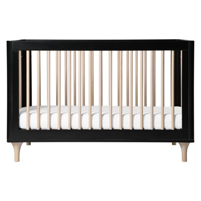 Black and Natural Pine 3-in-1 Convertible Crib with Toddler Bed