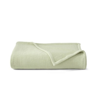 Grund Sea Pines Collection 90 x 66 Inches Large 100 Percent Organic Cotton Ultra Soft Plush Luxury Woven Knit Throw Blanket, Sage