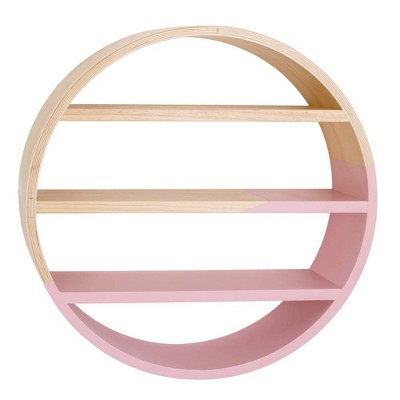 NoJo Petunia Pickle Bottom Dreaming in Dax Round Wooden Wall Shelf - Pink/Brown