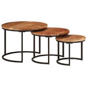 vidaXL Nesting Tables 3 pcs Solid Wood Acacia - 1 of 4