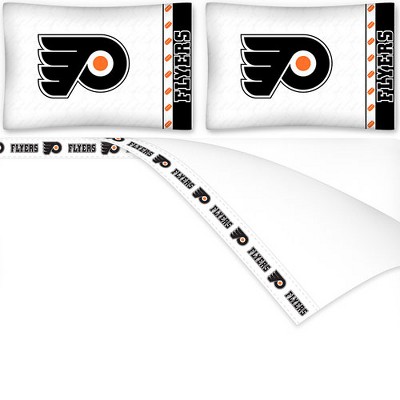 4pc NHL King Bed Sheet Set Hockey Team Logo Bedding Accessories - Philadelphia Flyers..