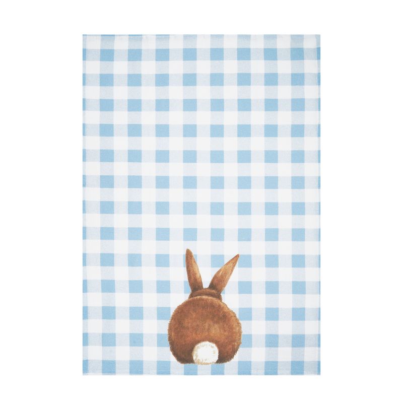 C&F Home Checkered Blue Easter Bunny Cotton Kitchen Towel, 3 of 7