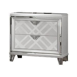 Royal Hampton 30 Inch Modern 2 Drawer Nightstand, Carved Acrylic Feet, Crisp White - 1 of 4