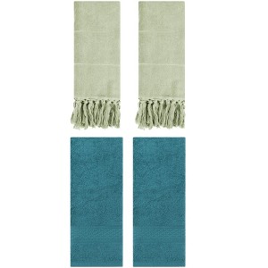 REGALWOVEN 4 Packs Solid Textured and Tassels Soft Absorbent Decorative Hand Towel - 1 of 4