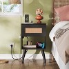 GALAXHERO Rattan Nightstands Set of 2 with Charging Station Boho Wood Side Tables Small End Tables with Drawers for Bedroom - 4 of 4