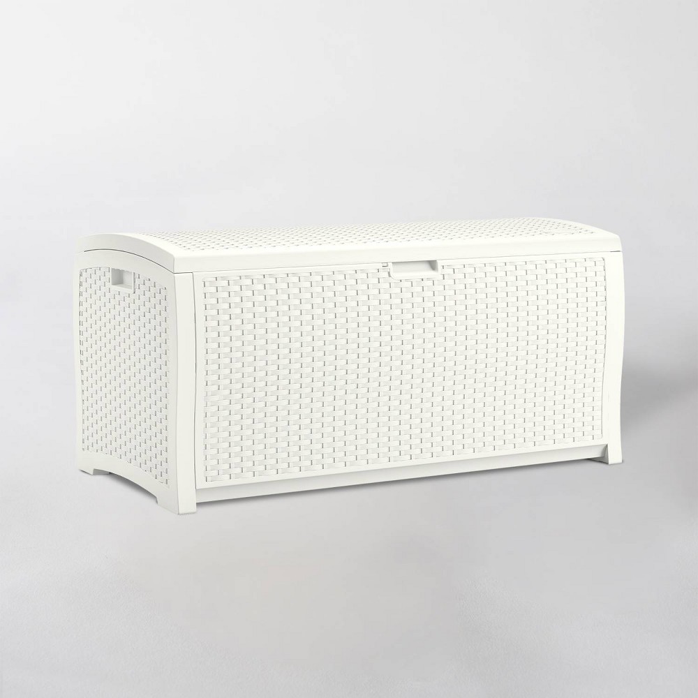 99gal Resin Wicker Deck Box White - Suncast