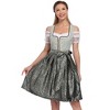 Women's Vintage Three Piece Costume Ensemble Green Dress Apron Off Shoulder Crop Top - 3 of 4