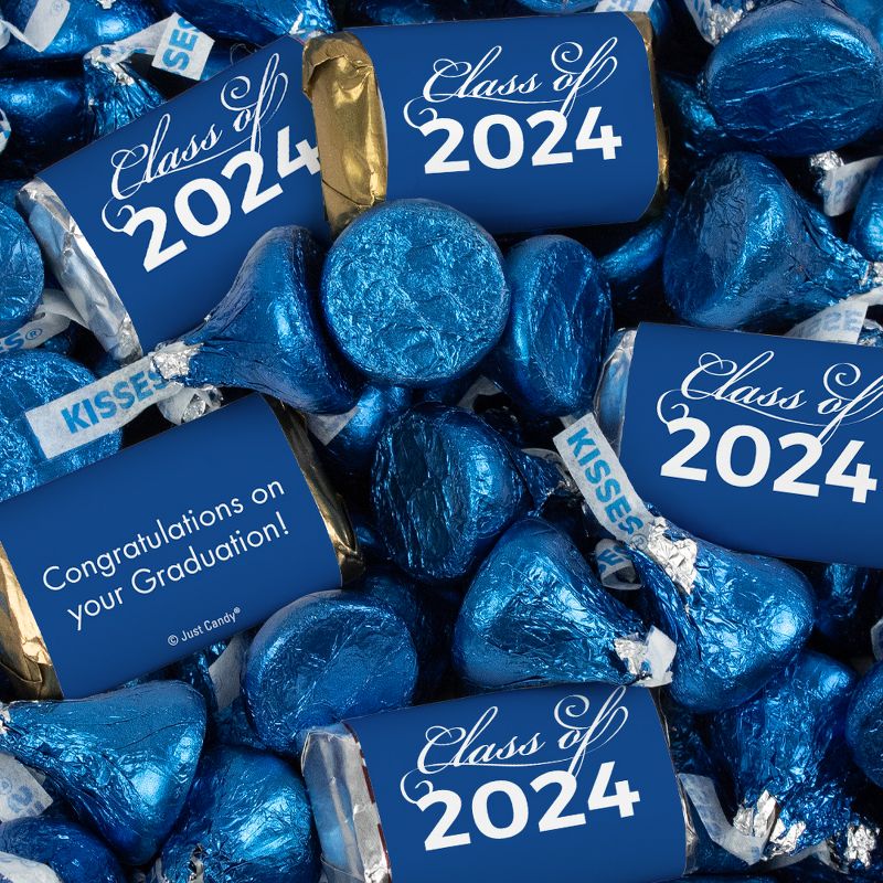 Graduation Candy Party Favors Hershey's Miniatures and Kisses by Just Candy - Available in Multiple Colors & Sizes, 1 of 3
