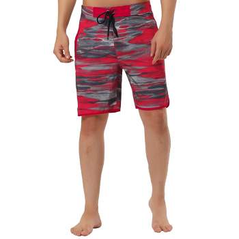 TATT 21 Men's Lightweight Drawstring Waist Contrast Color Printed Swim Wear Shorts