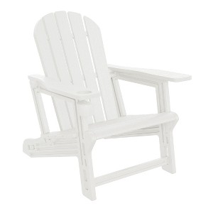 WestinTrends Azura Tool-Free Assembly Outdoor Patio HDPE Plastic Adirondack Chair with Cup Holder, White - 1 of 4