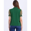INSPIRE CHIC Women's Bow Tie V Neck Stand Collar Short Mesh Sleeve Blouse - 4 of 4
