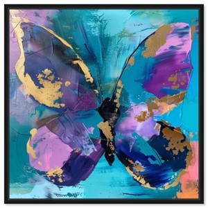 Art Remedy Jewel Toned Butterfly Colorful buterfly and flowers wall art Framed - 1 of 4