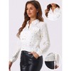 INSPIRE CHIC Women's Metallic Gilding Shiny Long Sleeve Vintage Shirt - 2 of 4