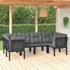 vidaXL 6 Piece Patio Lounge Set Black and Gray Poly Rattan - 2 of 4