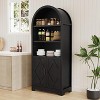 Vipbear 70"high arched storage cabinets, 5-shelf modern arched cabinets with doors and adjustable shelves, wooden multifun ctional round top cabinets - 3 of 4
