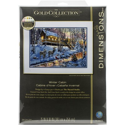 Dimensions Gold Collection Counted Cross Stitch Kit 15"X10"-Winter Cabin (16 Count)