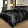 PiccoCasa Satin Polyester with 2 Envelope Pillowcases Elastic Deep Pocket Fitted Sheet Set 4 Pcs - image 2 of 4