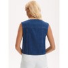 INSPIRE CHIC Women's Denim V Neck Western Button Up Sleeveless Cropped Jean Waistcoat - 4 of 4