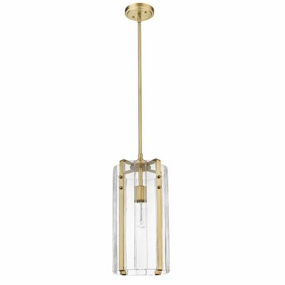 Alverton Rubbed Brass and Glass 18" Pendant Light