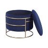 APRILSOUL Elegant Round Storage Ottoman with Gold Frame - 4 of 4