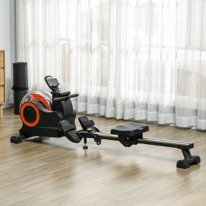 Whisen Foldable Water Rowing Machine with Two Wheels, Adjustable Resistance,  Tablet Holder, Home Gym Fitness Equipment - Red - 1 of 4