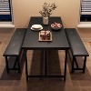 Vintage Kitchen Dining Set with Table and 2 Upholstered Benches, Perfect for Small Spaces and Seating for Two - 4 of 4