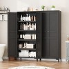 Homhougo Tall Storage Cabinet, Kitchen Pantry 5 Tier Bathroom Cabinet with 4 Doors Adjustable Shelves - 4 of 4