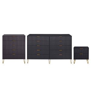 Manhattan Comfort Dumbo 3pc 5 Drawer Dresser, 10 Drawer Dresser and Nightstand Set - 1 of 4