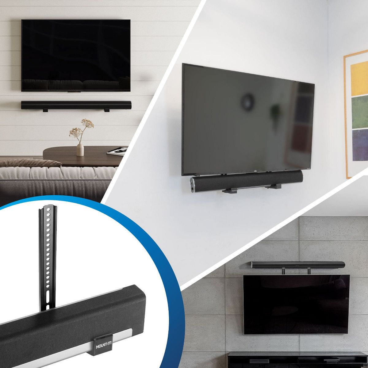 Mount-It! Soundbar Mount for TV & Wall Mounting | 2-in-1 Soundbar Bracket for Back of TV & Wall Mount Installation | Universal Base Fits All Soundbars - thumbnail 2