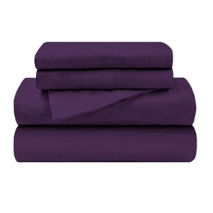 Paisley or Solid Flannel Cotton Deep Pocket Sheet Set by Blue Nile Mills - 1 of 4