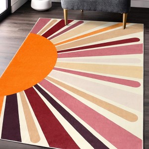 Area Rug for Living Room Machine Washable Modern Sun Rug - 1 of 4