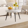 KWPZQEB Round Coffee Table, Modern Coffee Table with Black Metal Leg and Annular Texture design, for Living Room, 23.6 Inches - 2 of 4
