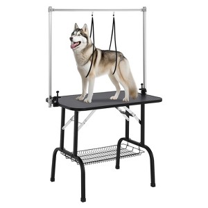 Dog Grooming Table with Adjustable Height and Arm, Heavy Duty Pet Grooming Station for Small to Large Dogs, 330Lbs, Black - 1 of 4