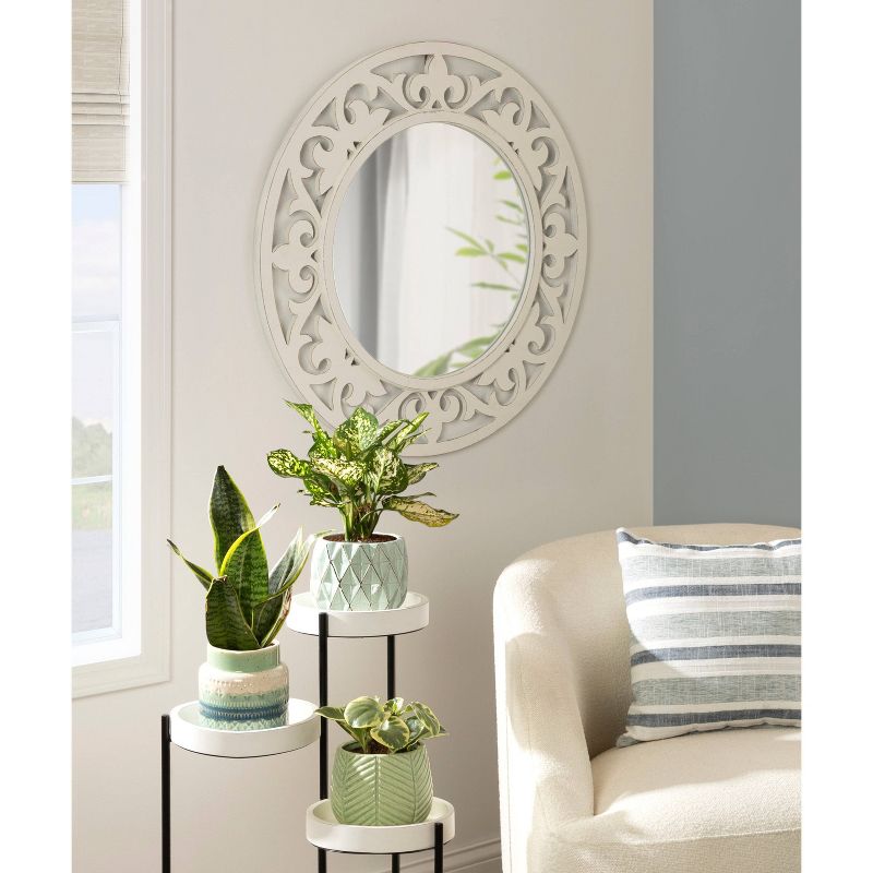 32&#34; x 32&#34; Shovali Rustic Round Mirror White - Kate &#38; Laurel All Things Decor, 6 of 11