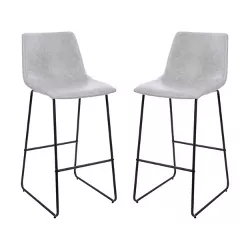 Emma and Oliver Set of 2 Kitchen Bar Height Stool - 30 Inch LeatherSoft Barstool