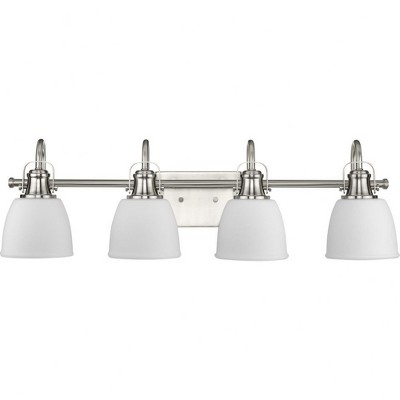 Progress Lighting Preston 4-Light Bath Light, Brushed Nickel, Opal Glass