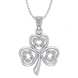 Slickblue 18" Sterling Silver Shamrock Pendant Necklace, Interlocking Trinity Celtic Knot, Irish Style Jewelry, Silver - 1 of 4